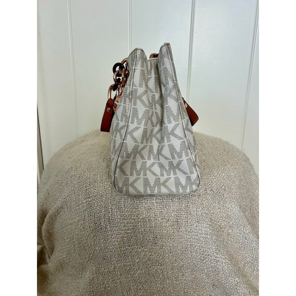 Michael Kors Cynthia MK Signature Monogram Satchel Handbag - Picture 5 of 9